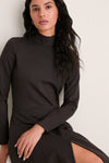 Brown Heathered Turtleneck Averell Sweater Dress