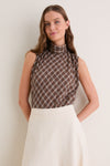 Cocoa Plaid Frederique Sleeveless Blouse