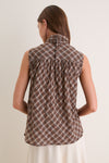 Cocoa Plaid Frederique Sleeveless Blouse
