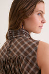 Cocoa Plaid Frederique Sleeveless Blouse