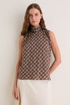 Cocoa Plaid Frederique Sleeveless Blouse