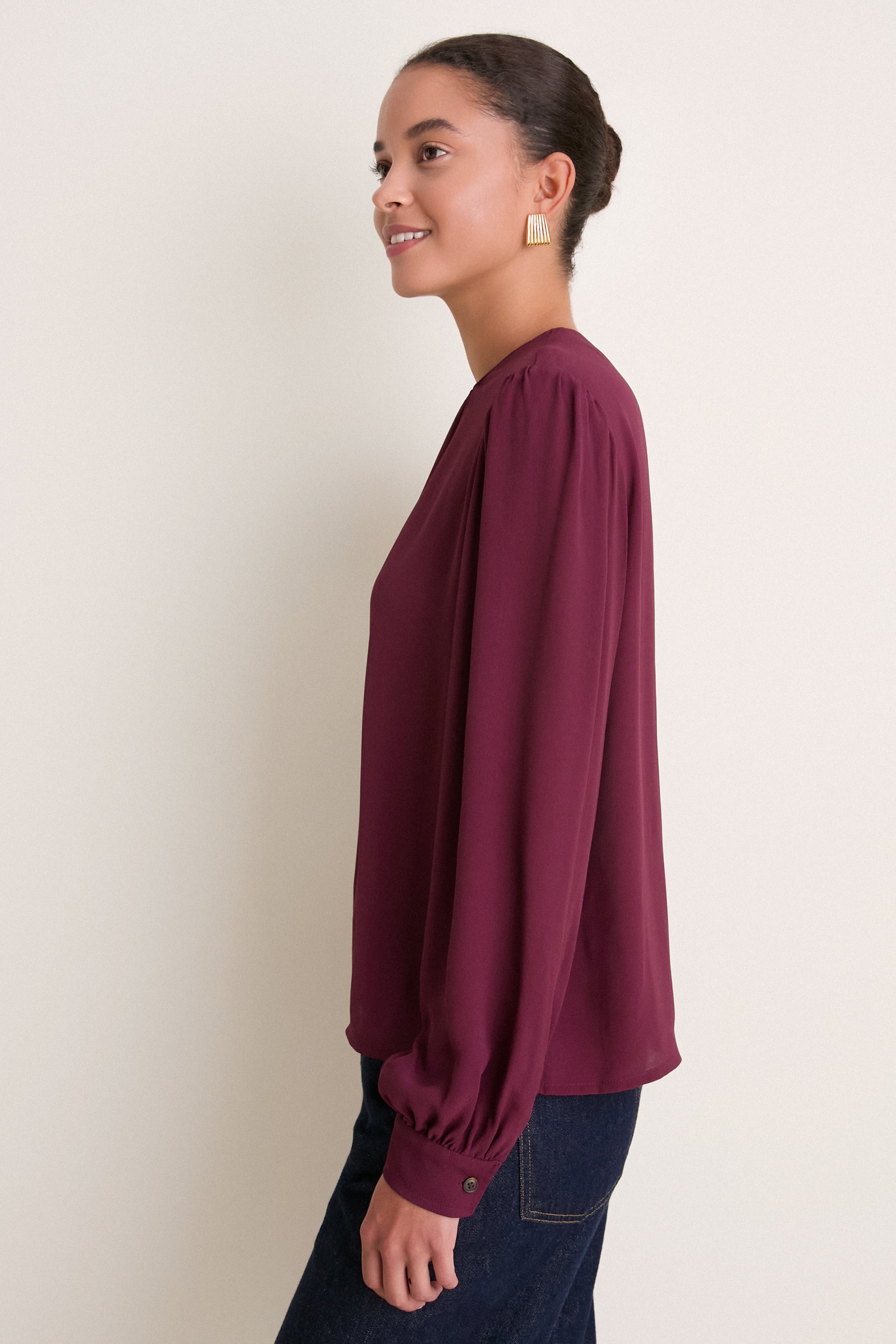 Winetasting Gathered Neckline Top