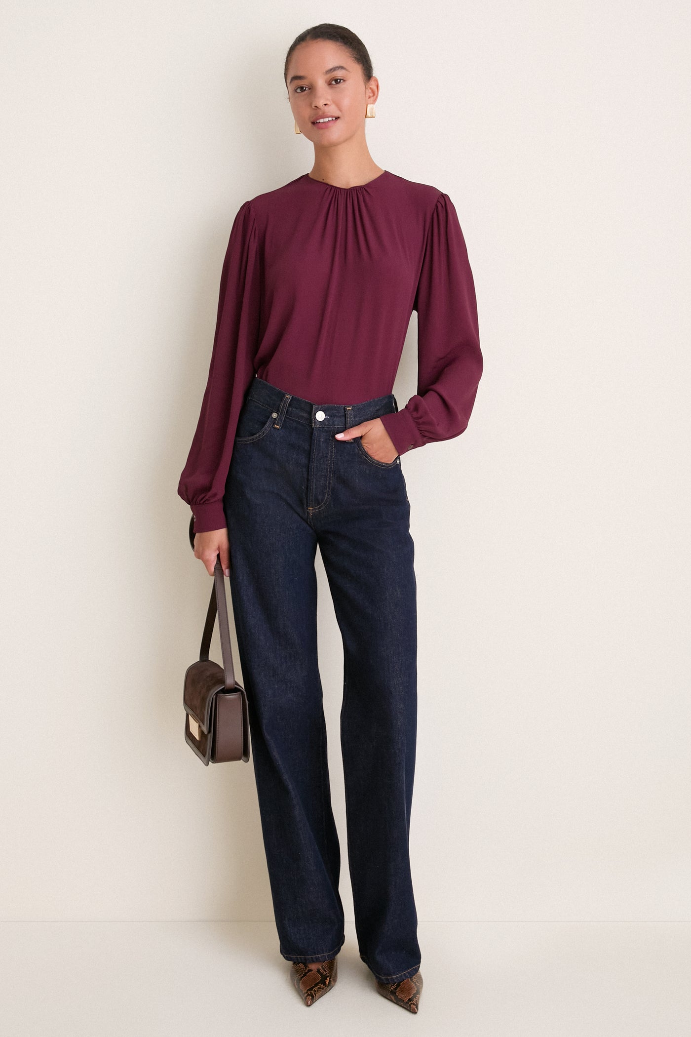 Winetasting Gathered Neckline Top