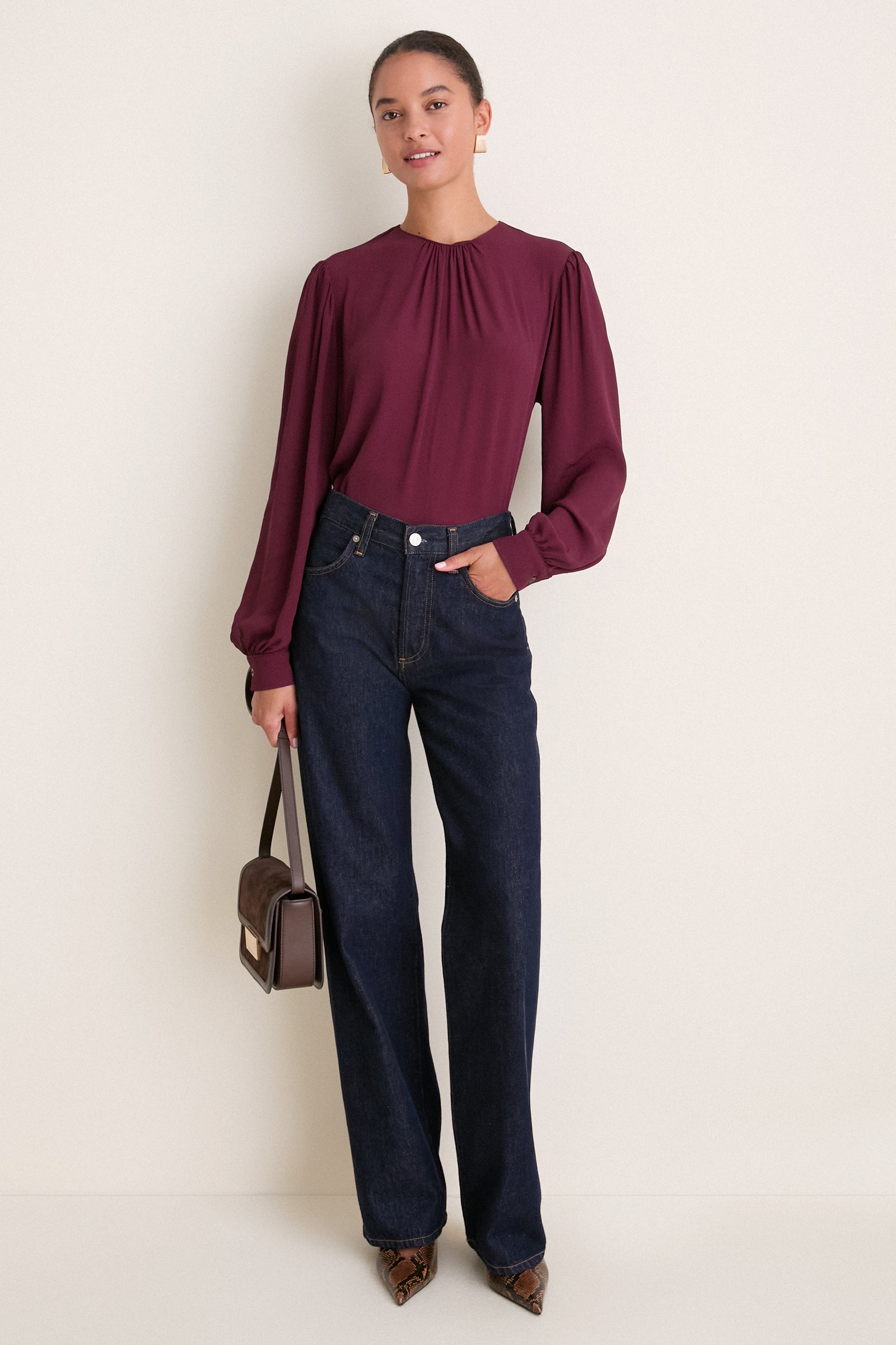 Winetasting Gathered Neckline Top