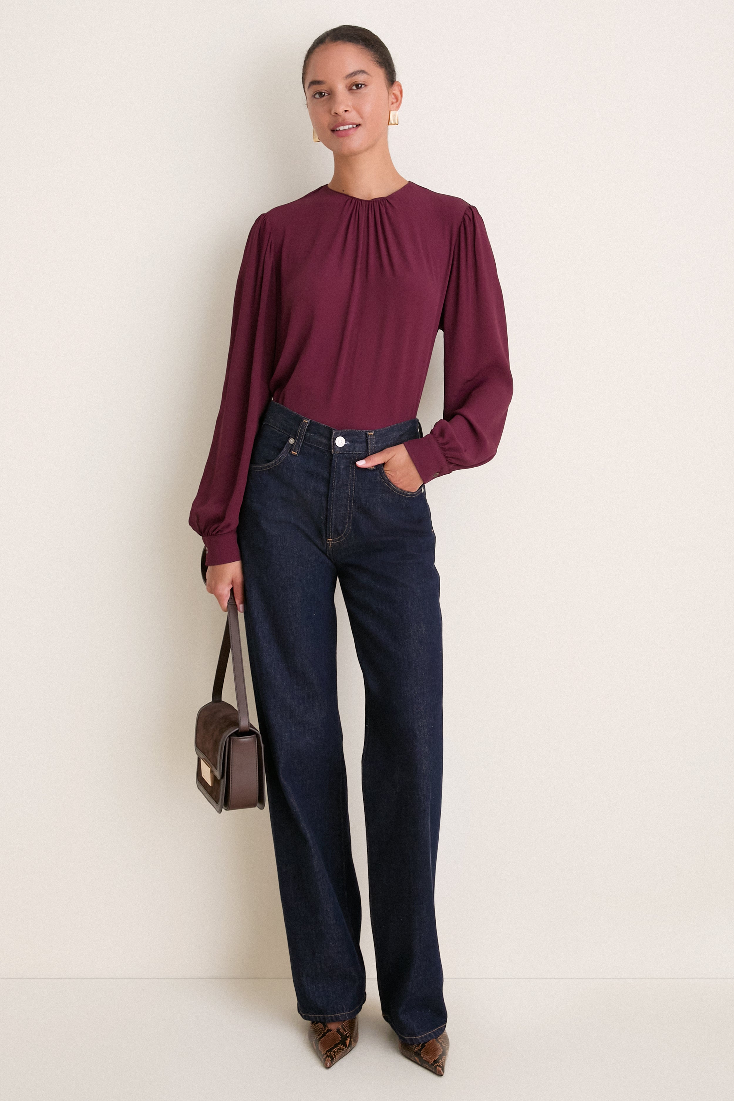 Winetasting Gathered Neckline Top