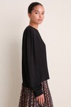 Black Gathered Neckline Top