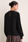 Black Gathered Neckline Top