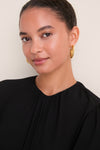 Black Gathered Neckline Top