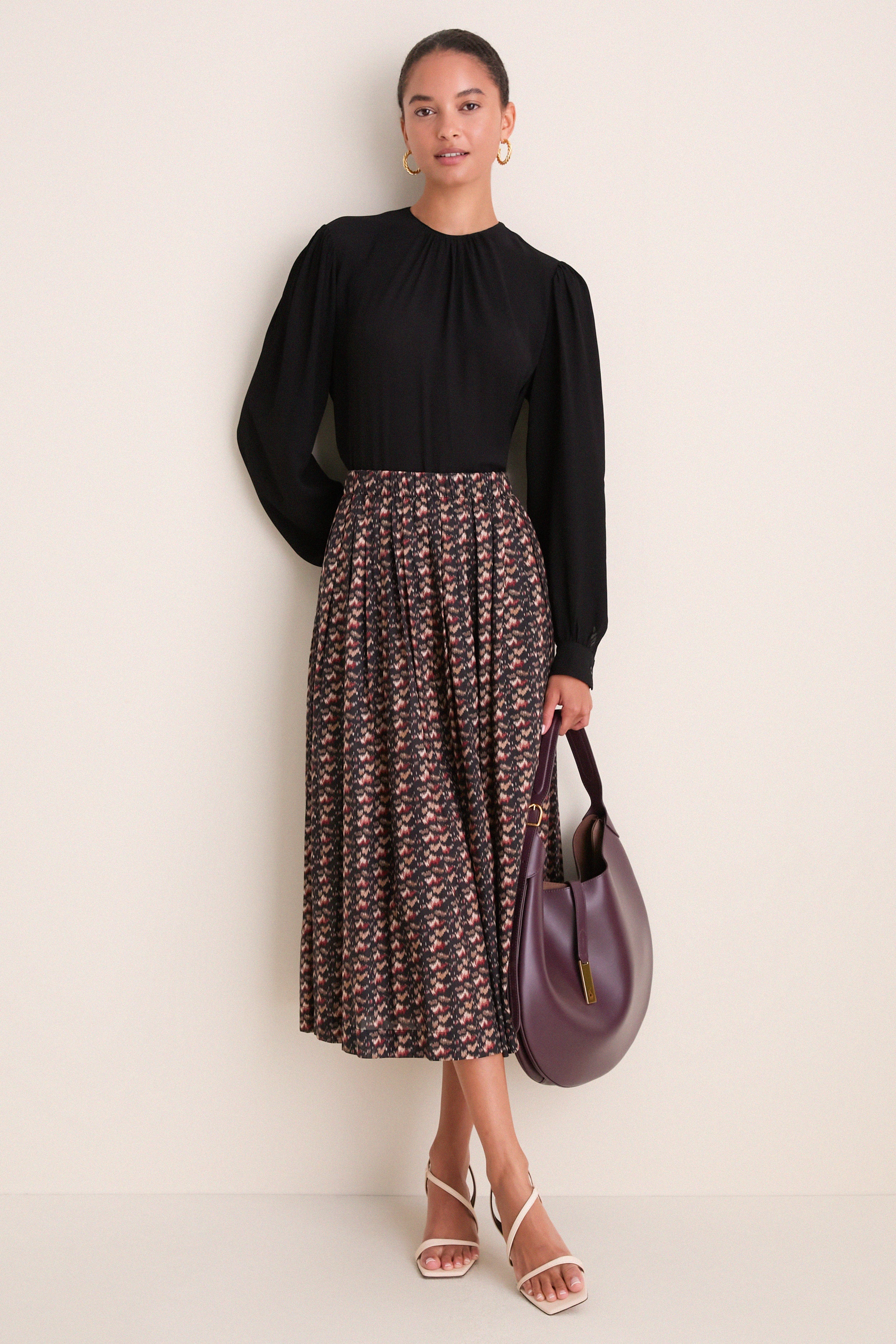 Black Gathered Neckline Top