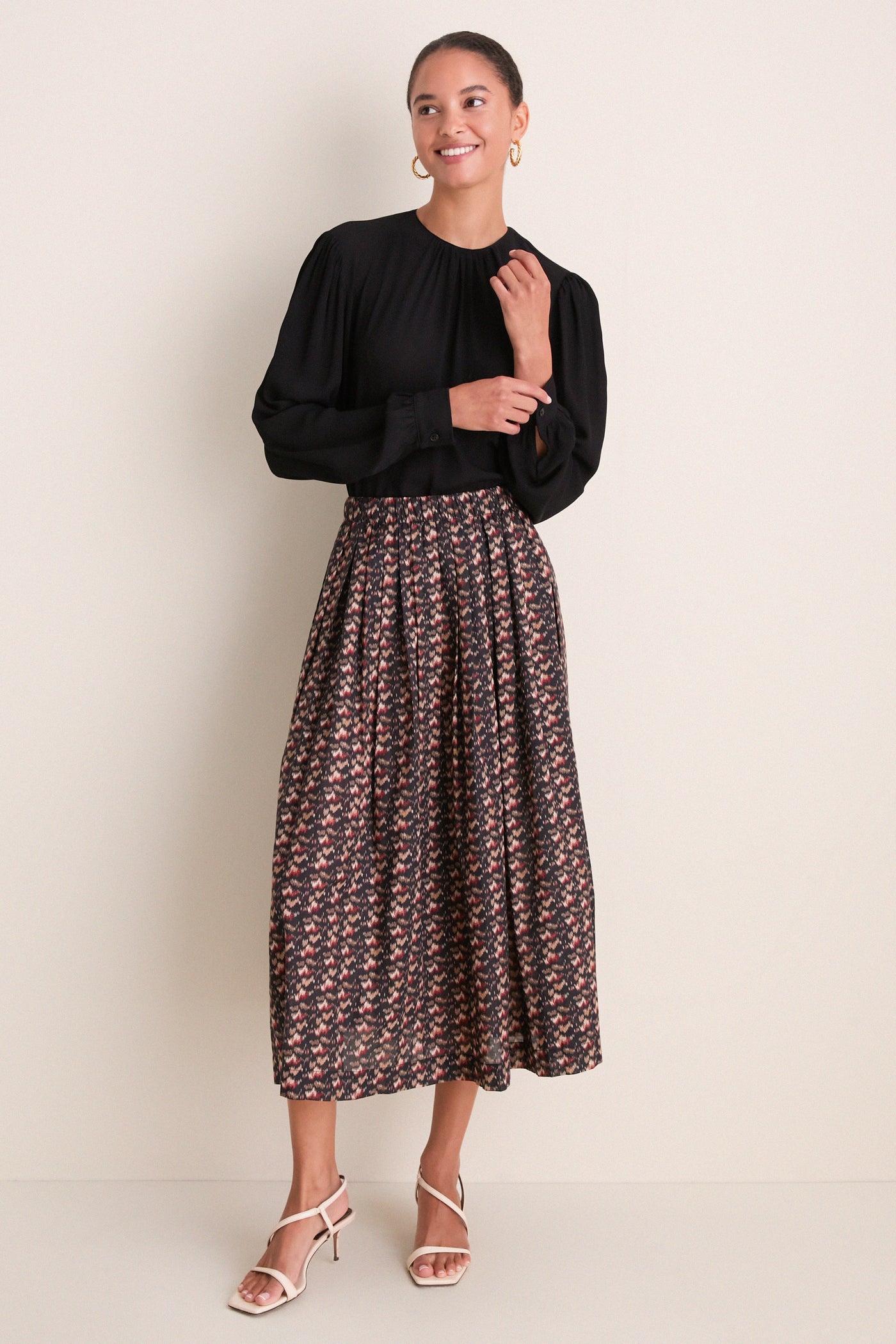 Black Gathered Neckline Top