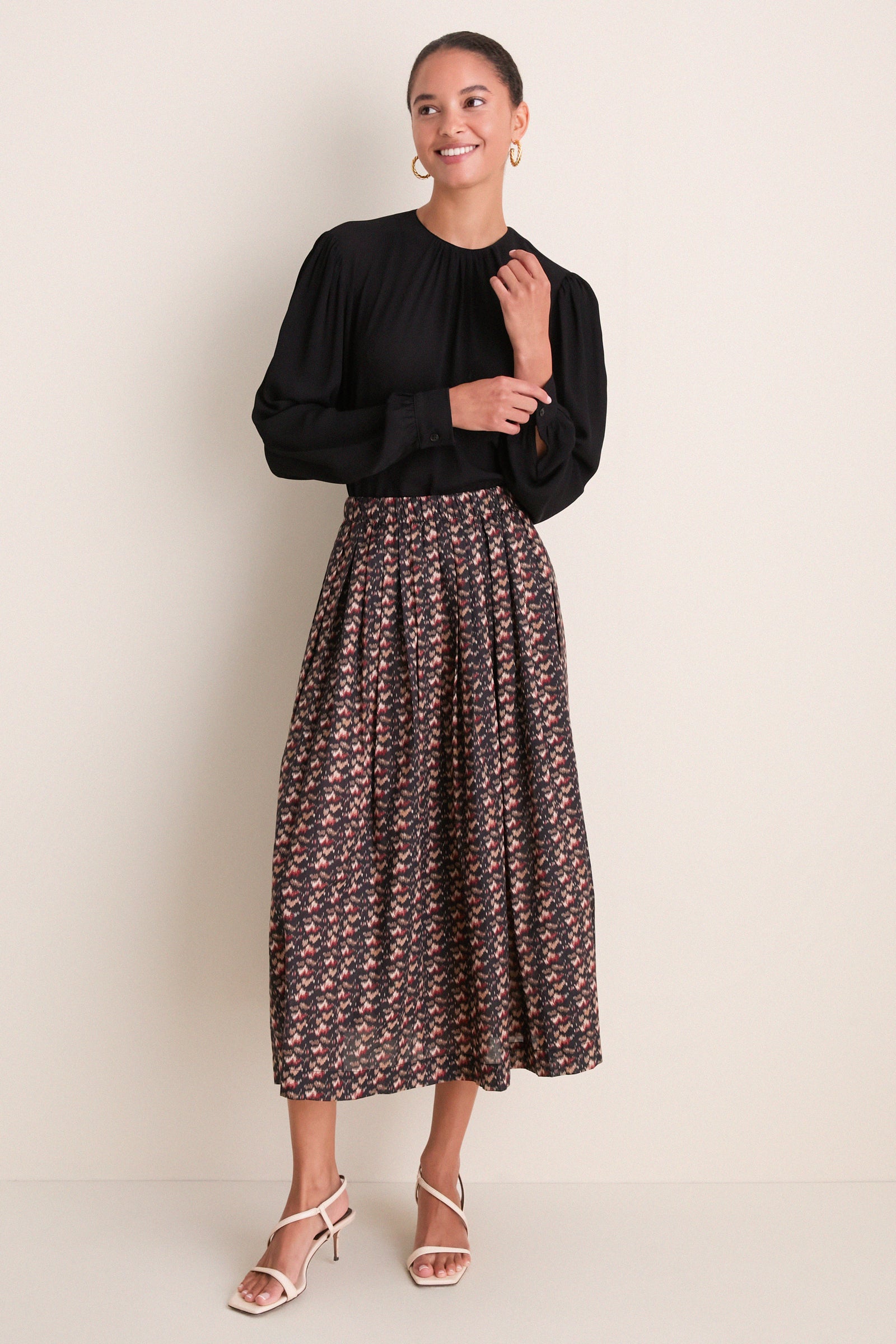 Black Gathered Neckline Top