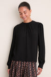 Black Gathered Neckline Top