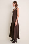 Deep Brown Rib Scoop Layering Maxi Dress