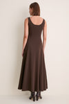 Deep Brown Rib Scoop Layering Maxi Dress