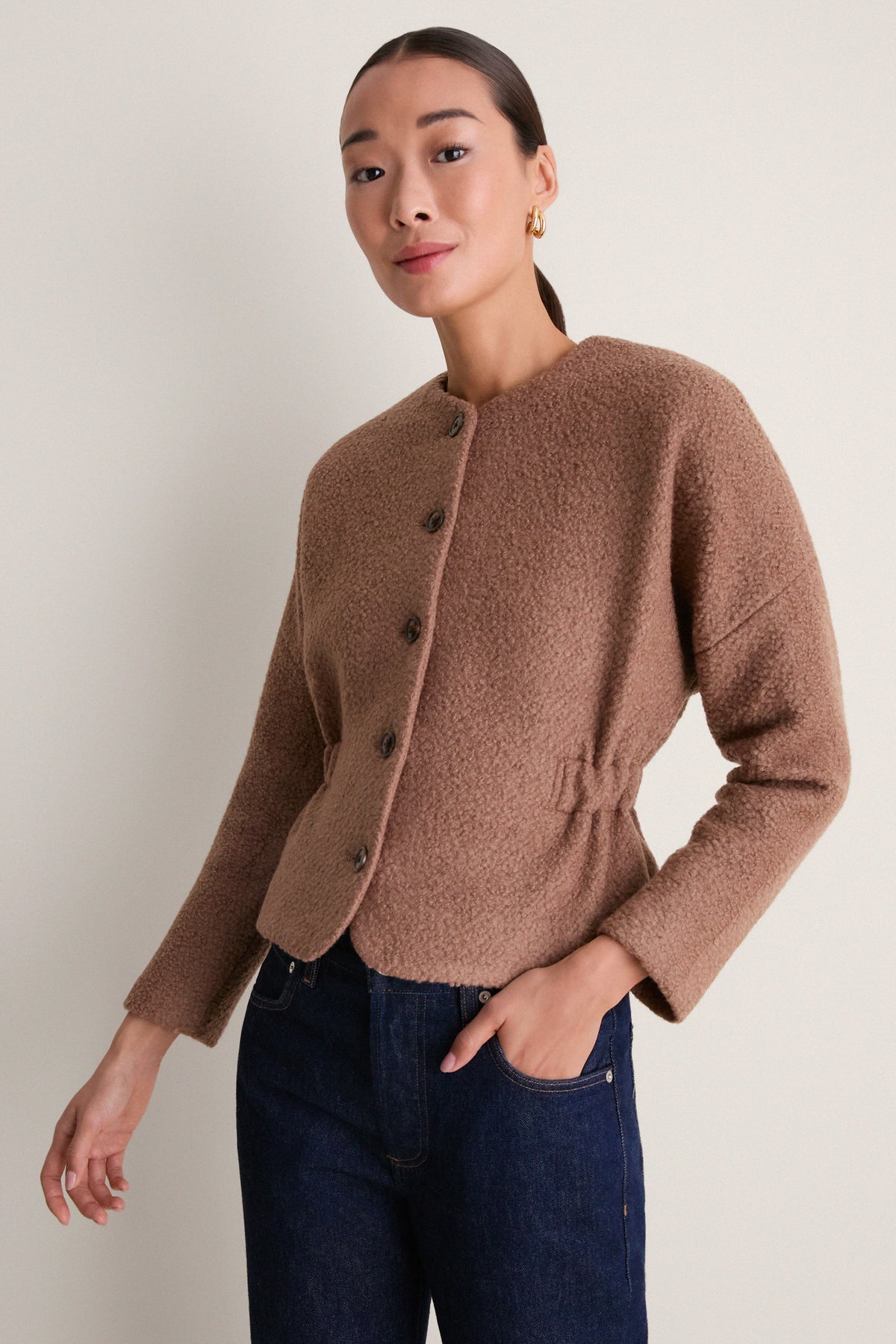 Camel Boucle Atelier Cinch Jacket