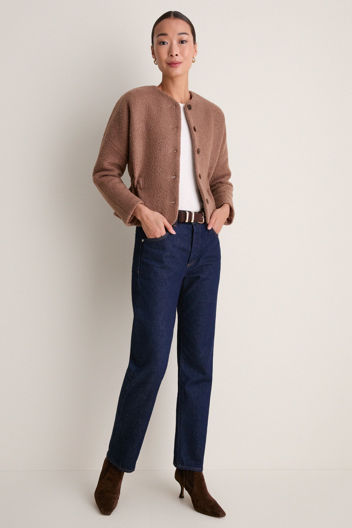 Camel Boucle Atelier Cinch Jacket