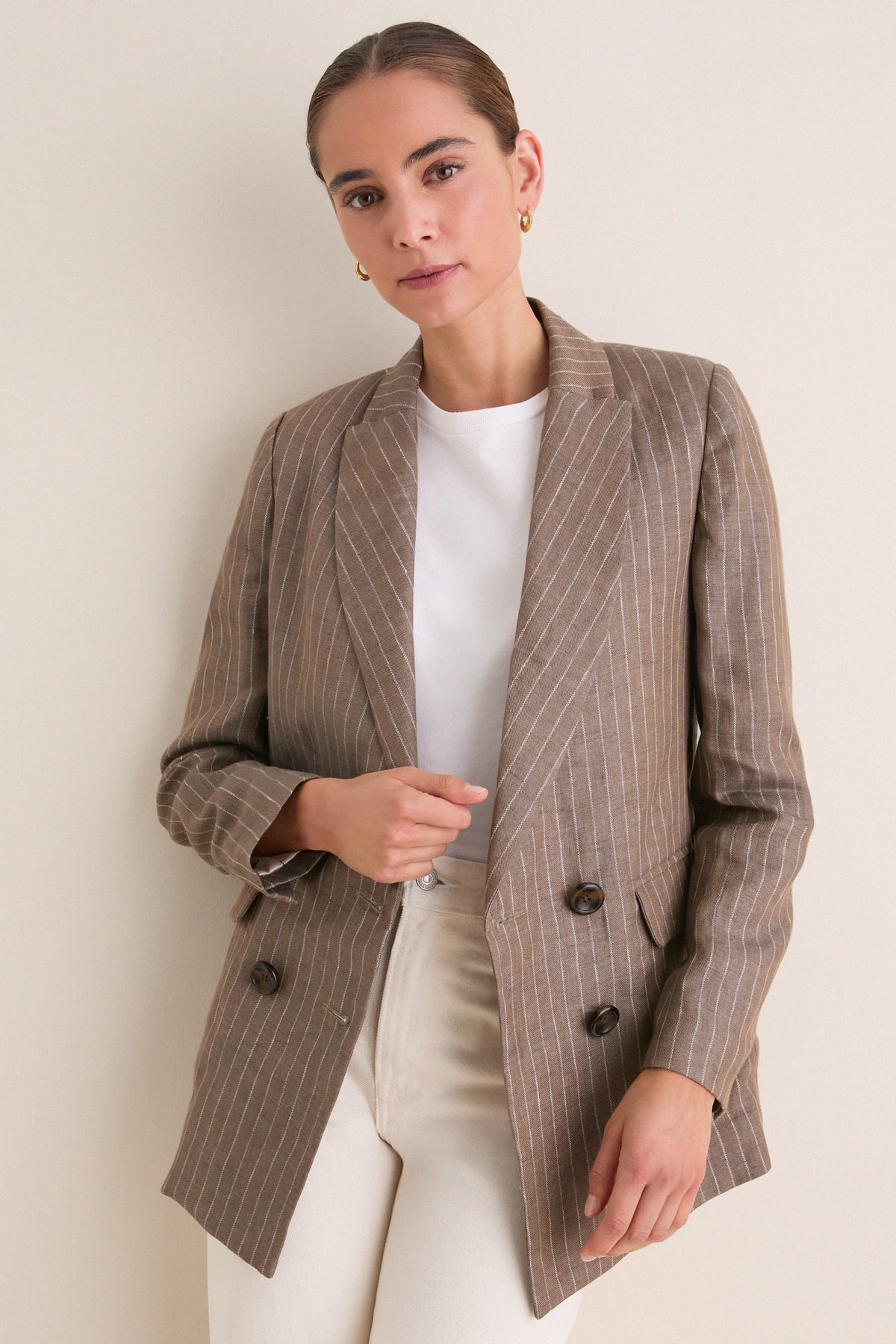 Chamoisee Pinstripe Linen Lee Jacket