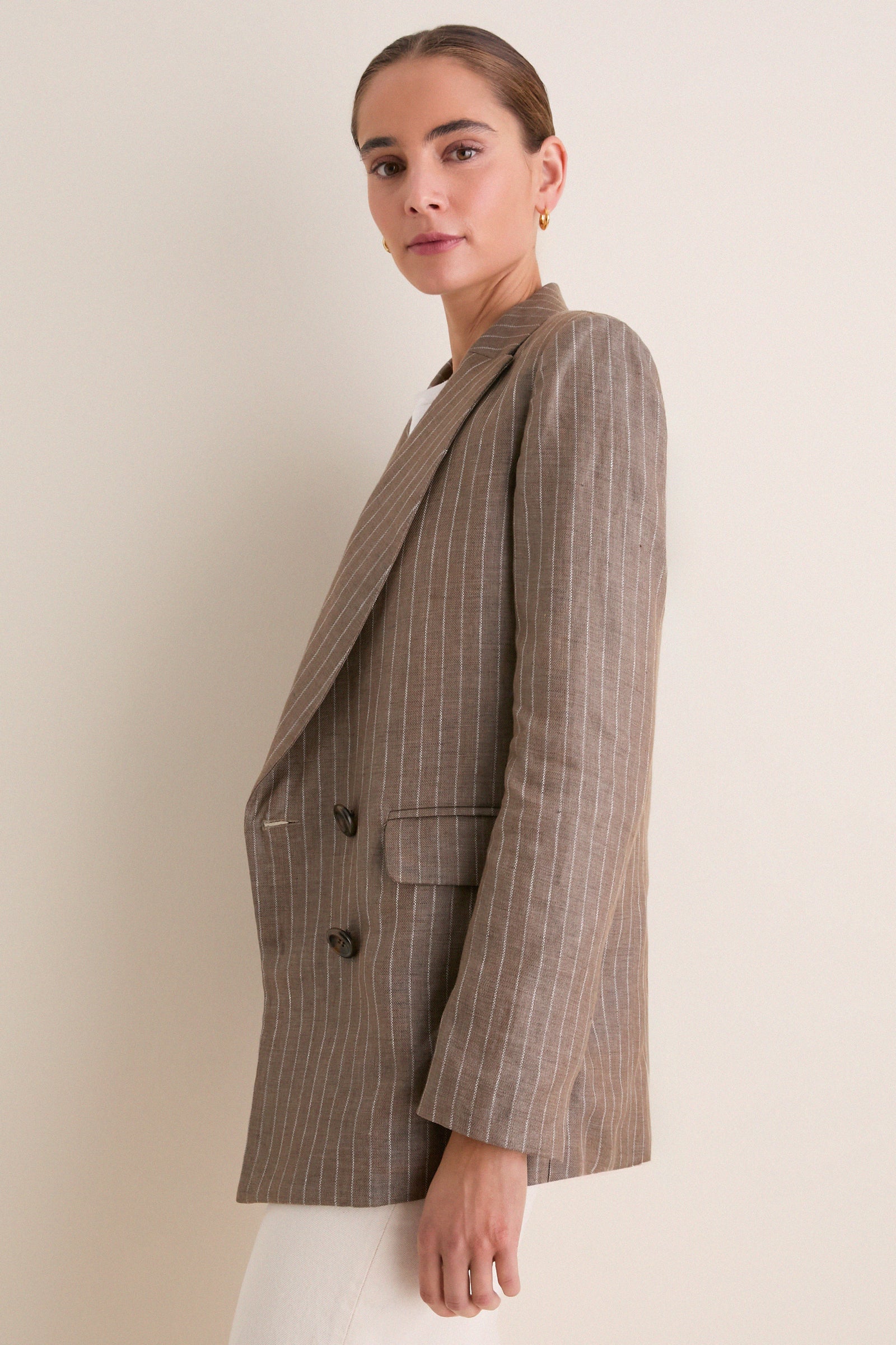 Chamoisee Pinstripe Linen Lee Jacket