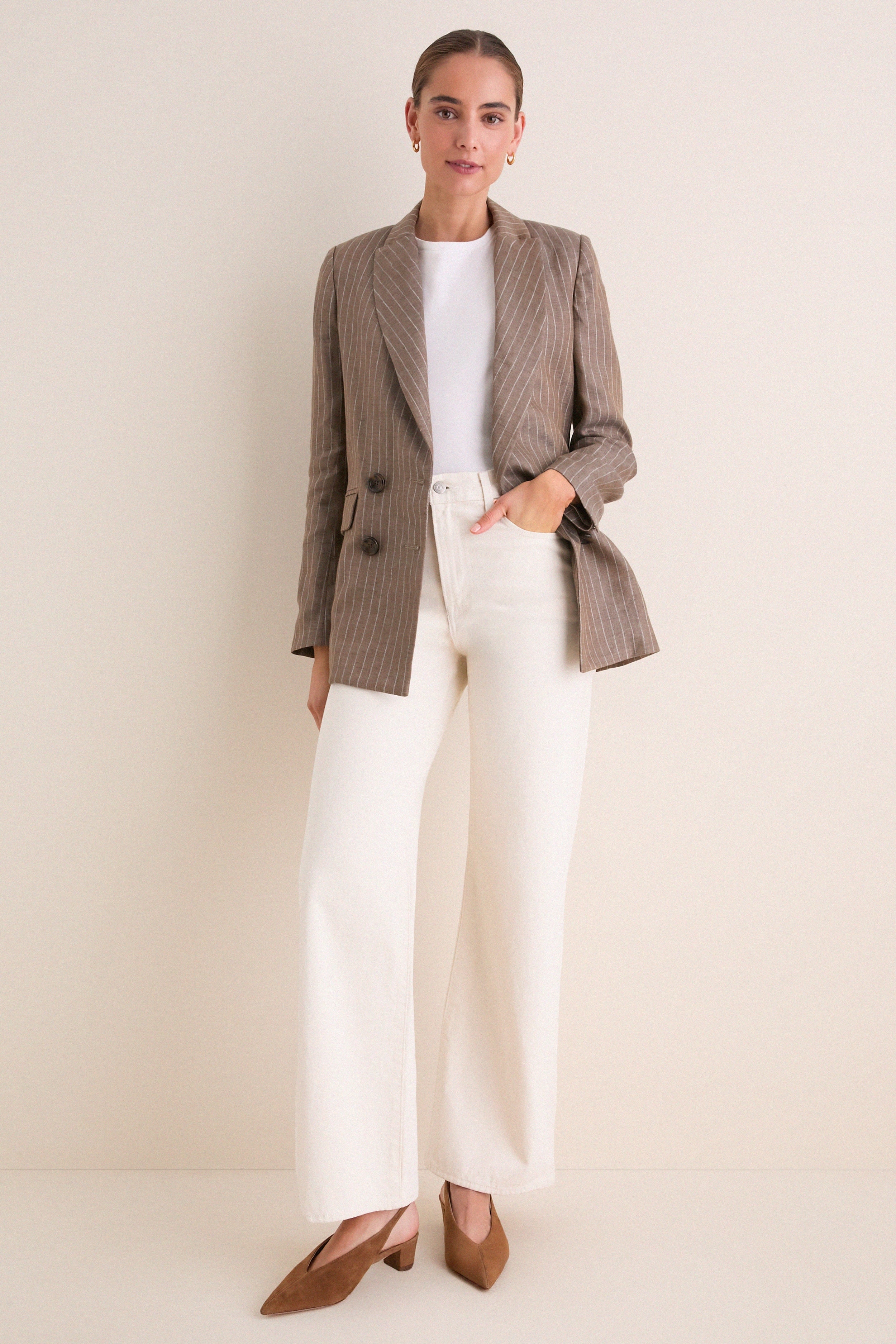 Chamoisee Pinstripe Linen Lee Jacket