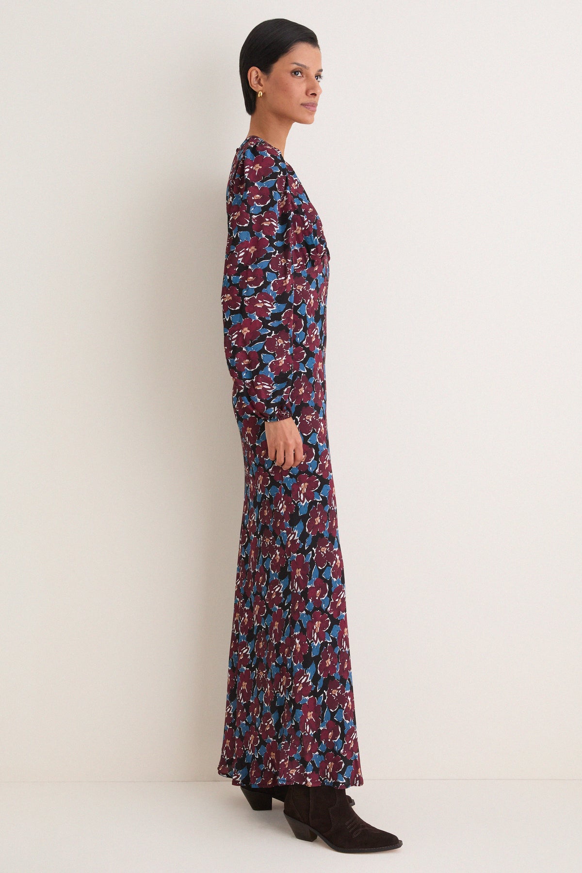 Wilders Flowers Merlot Keyhole Maxi Dress