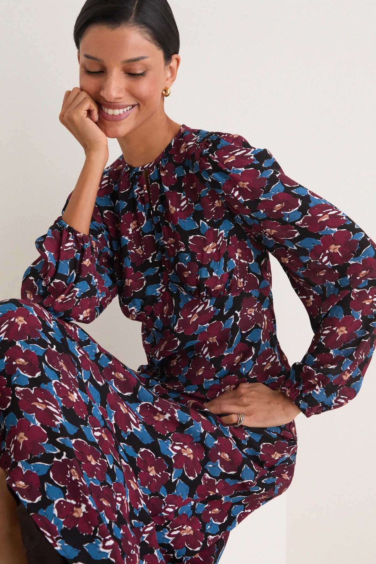 Wilders Flowers Merlot Keyhole Maxi Dress