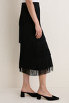Black Fringe Midi Skirt