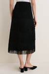 Black Fringe Midi Skirt