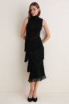 Black Fringe Midi Skirt