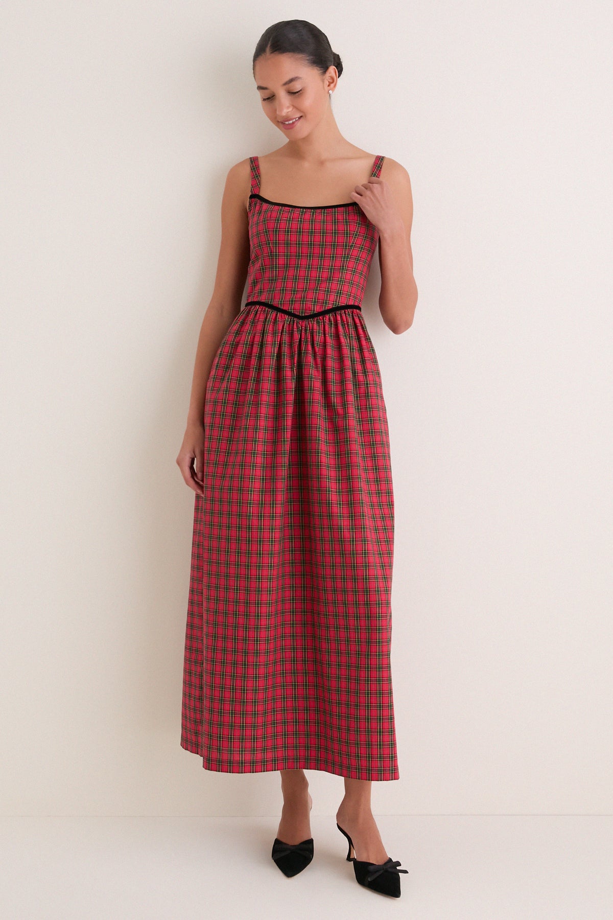 Vivienne Plaid Jour Basque Dress