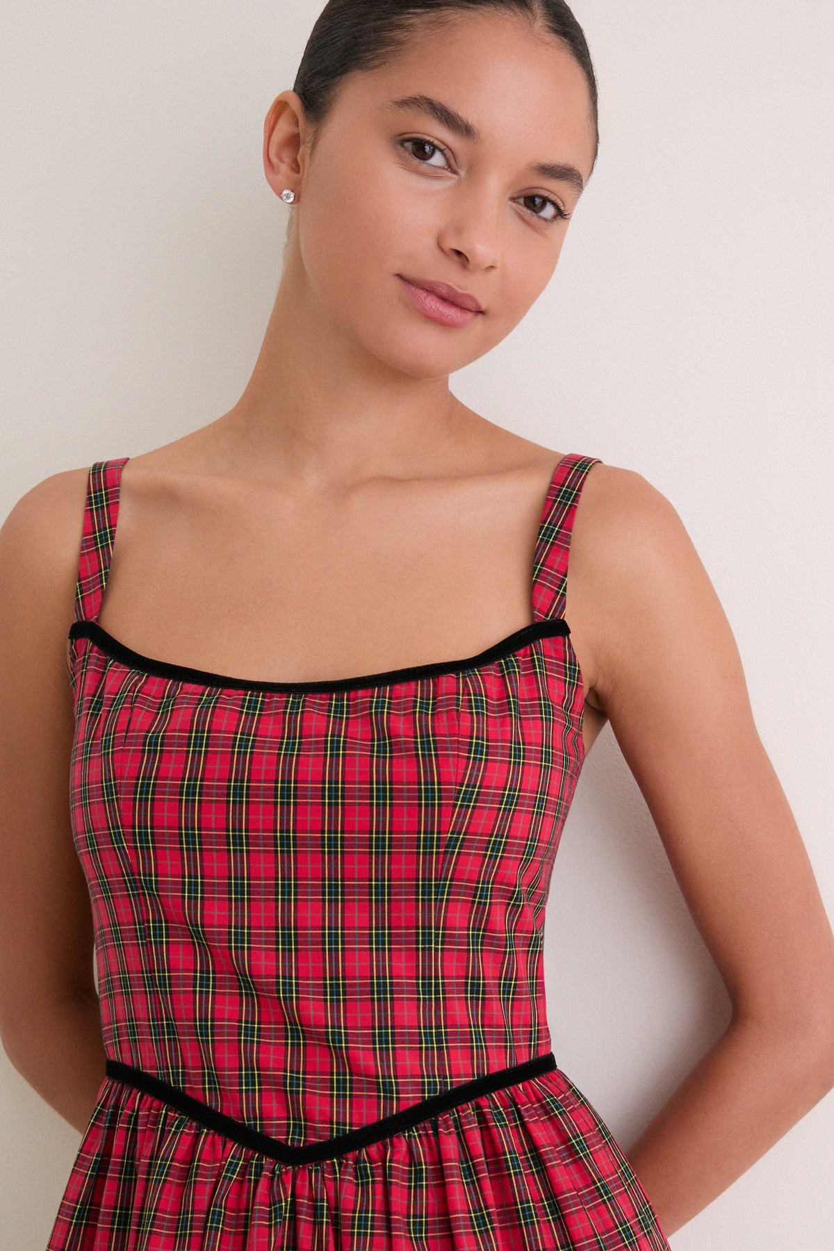 Vivienne Plaid Jour Basque Dress