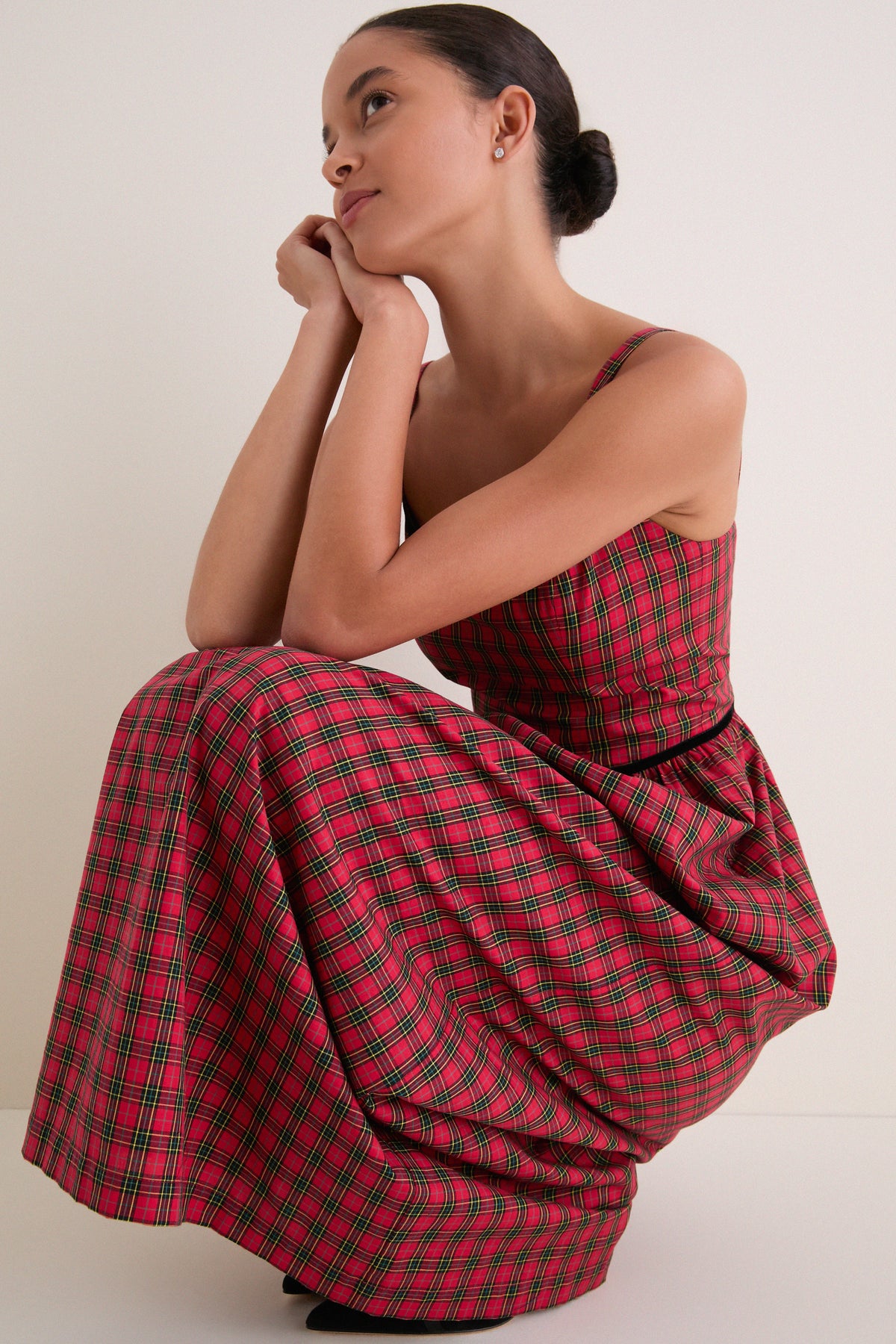 Vivienne Plaid Jour Basque Dress