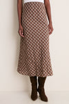 Cocoa Plaid Bias Midi Skirt