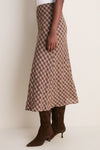 Cocoa Plaid Bias Midi Skirt