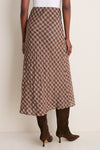 Cocoa Plaid Bias Midi Skirt