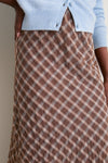 Cocoa Plaid Bias Midi Skirt