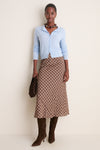 Cocoa Plaid Bias Midi Skirt
