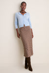 Cocoa Plaid Bias Midi Skirt