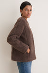 Chocolate Boucle Emile Collarless Short Coat