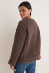 Chocolate Boucle Emile Collarless Short Coat