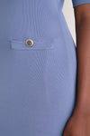 Pearl Blue Knit Fit and Flare Mellor Midi Dress