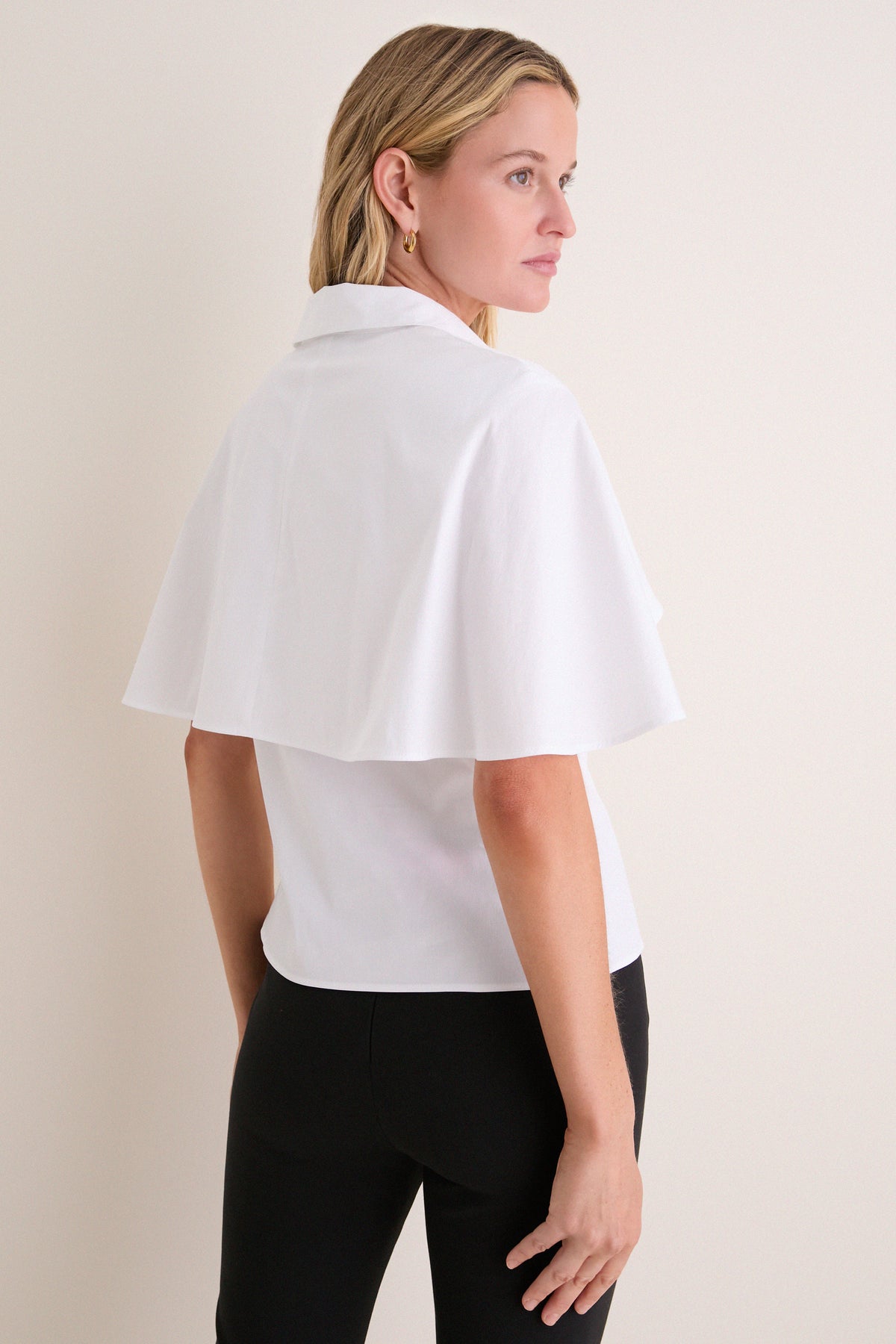 White Cape Sleeve Mory Top