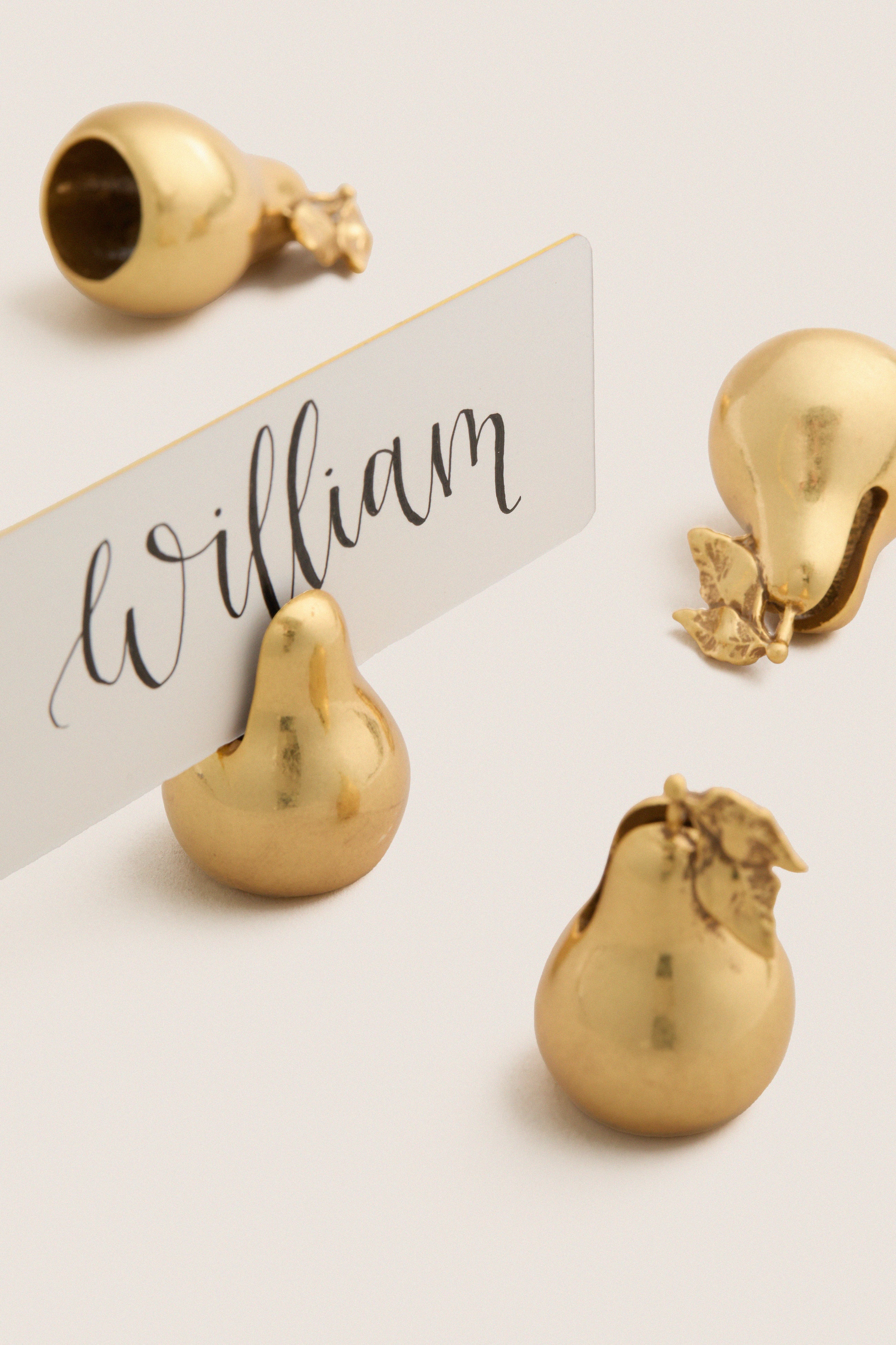 Gold Pear Place Card Holder Set of 4