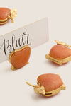 Gold and Orange Apple Place Card Holder Set of 4
