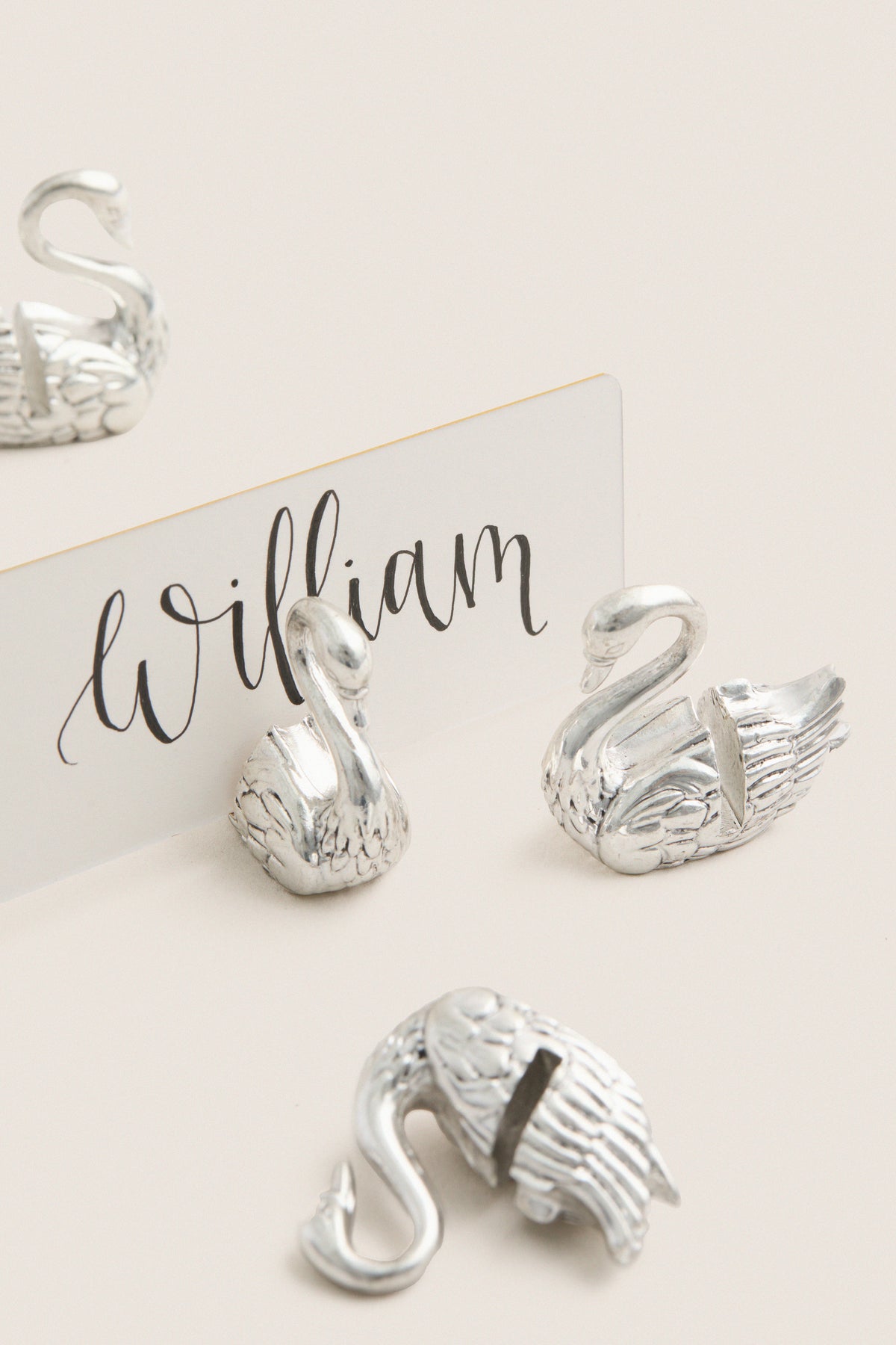 Silver Swan Place Card Holder Set of 4
