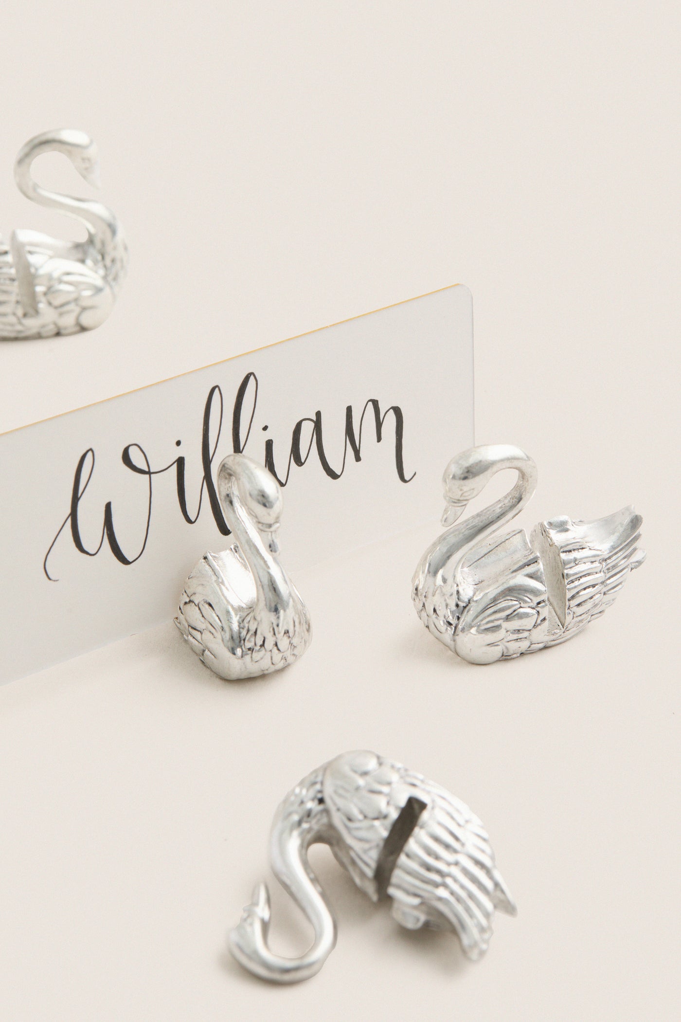 Silver Swan Place Card Holder Set of 4