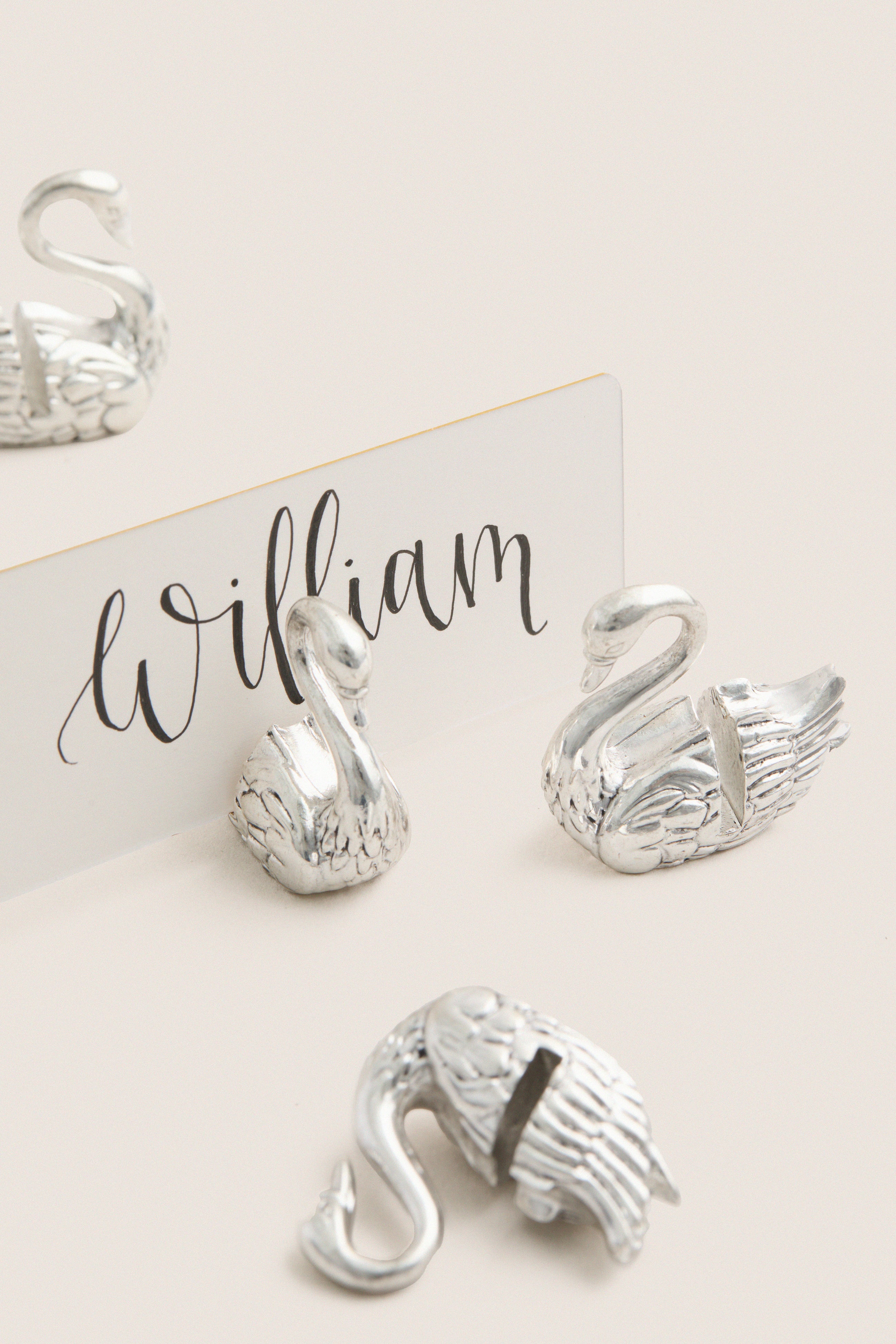 Silver Swan Place Card Holder Set of 4