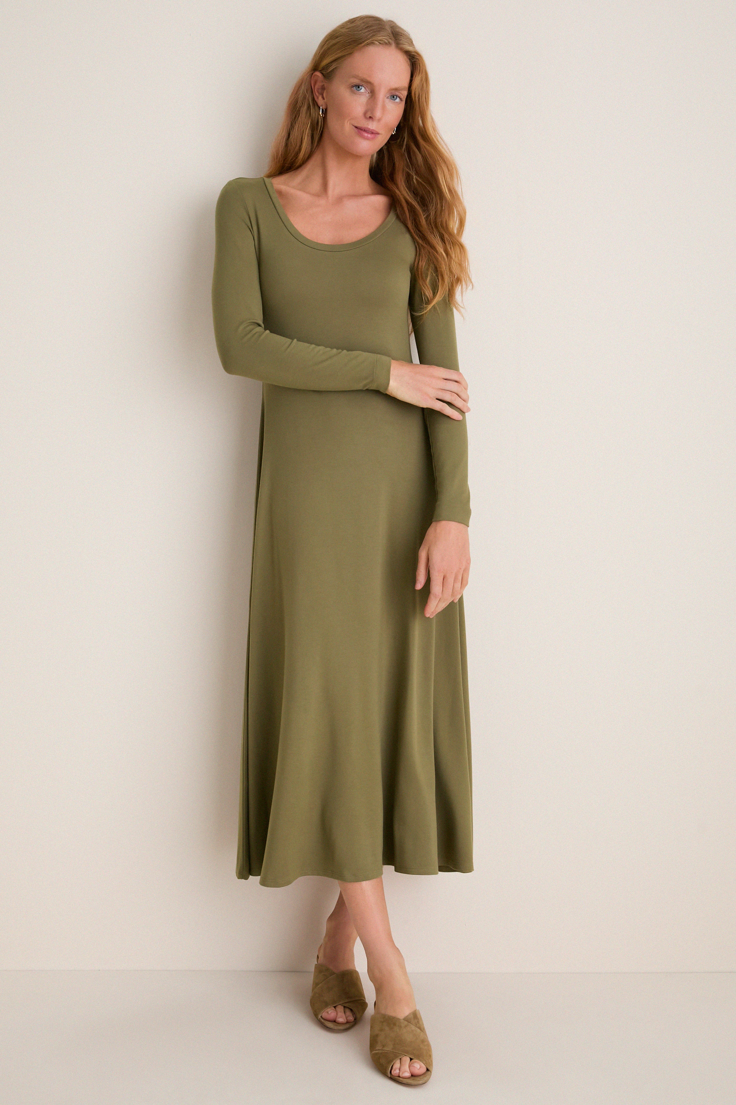 Burnt Olive Long Sleeve Sara Maxi Dress