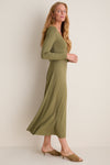 Burnt Olive Long Sleeve Sara Maxi Dress