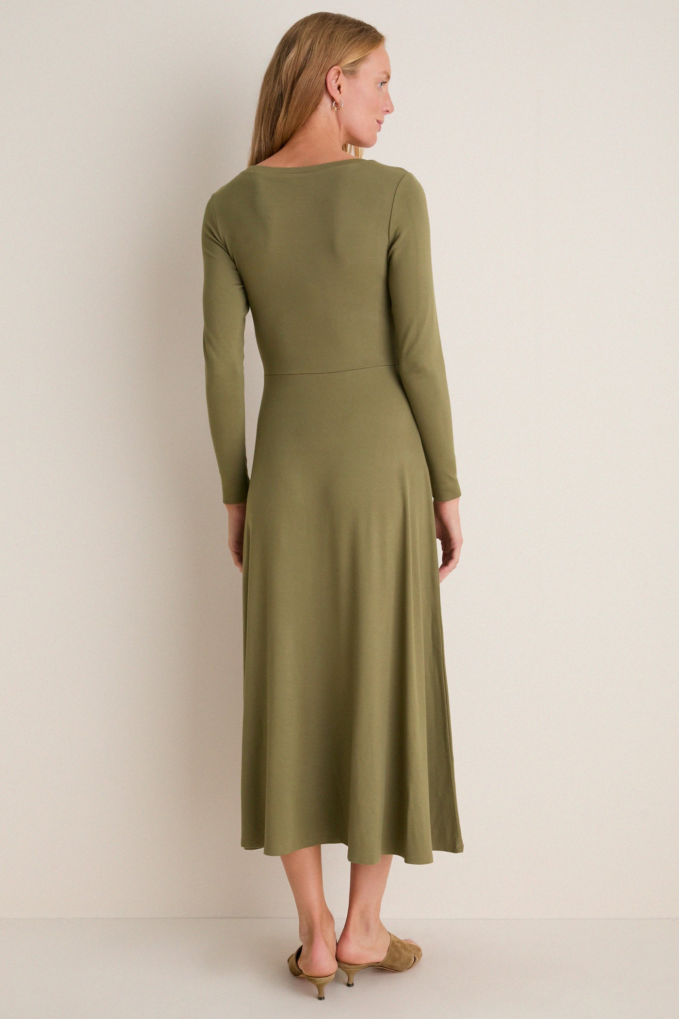Burnt Olive Long Sleeve Sara Maxi Dress