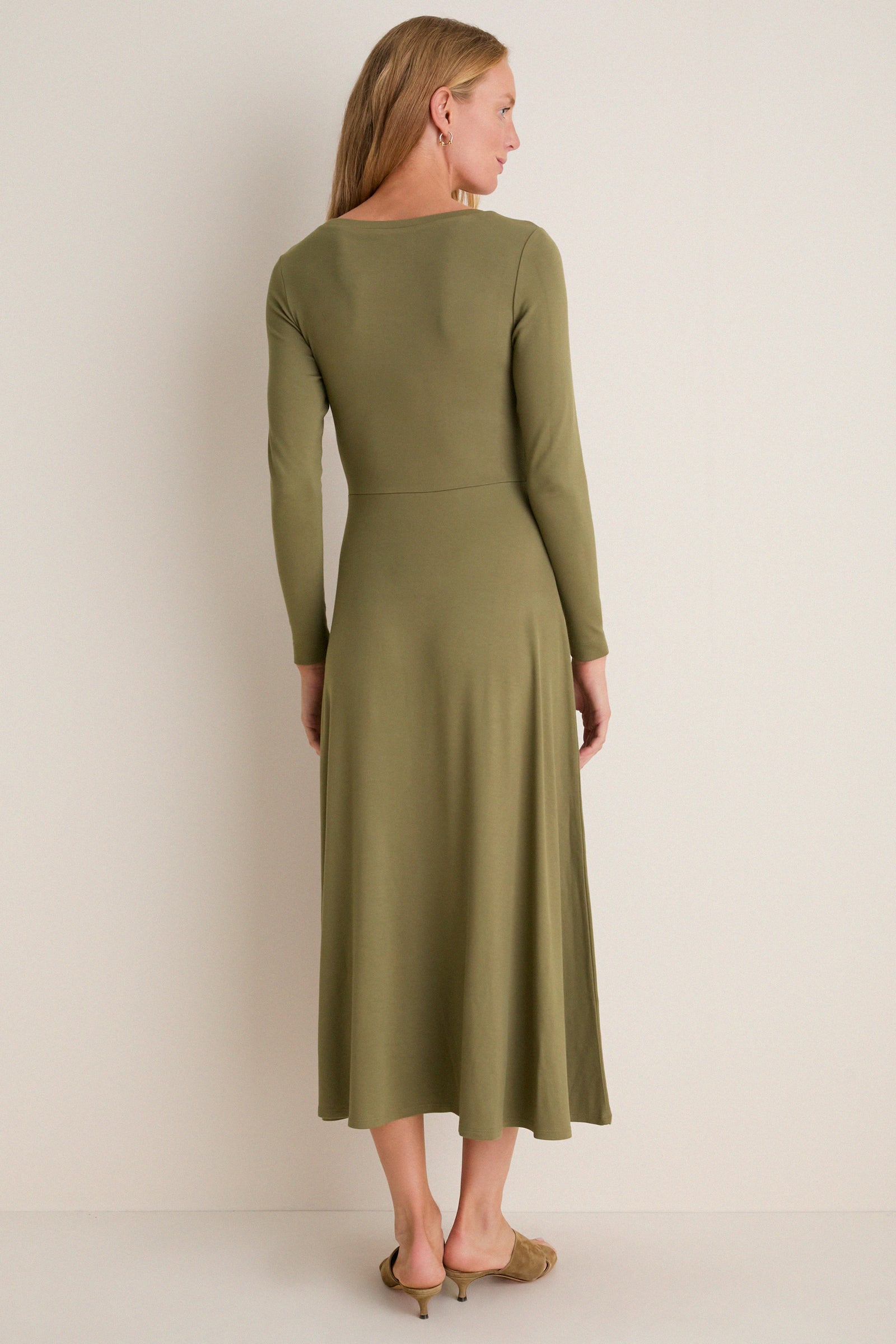 Burnt Olive Long Sleeve Sara Maxi Dress